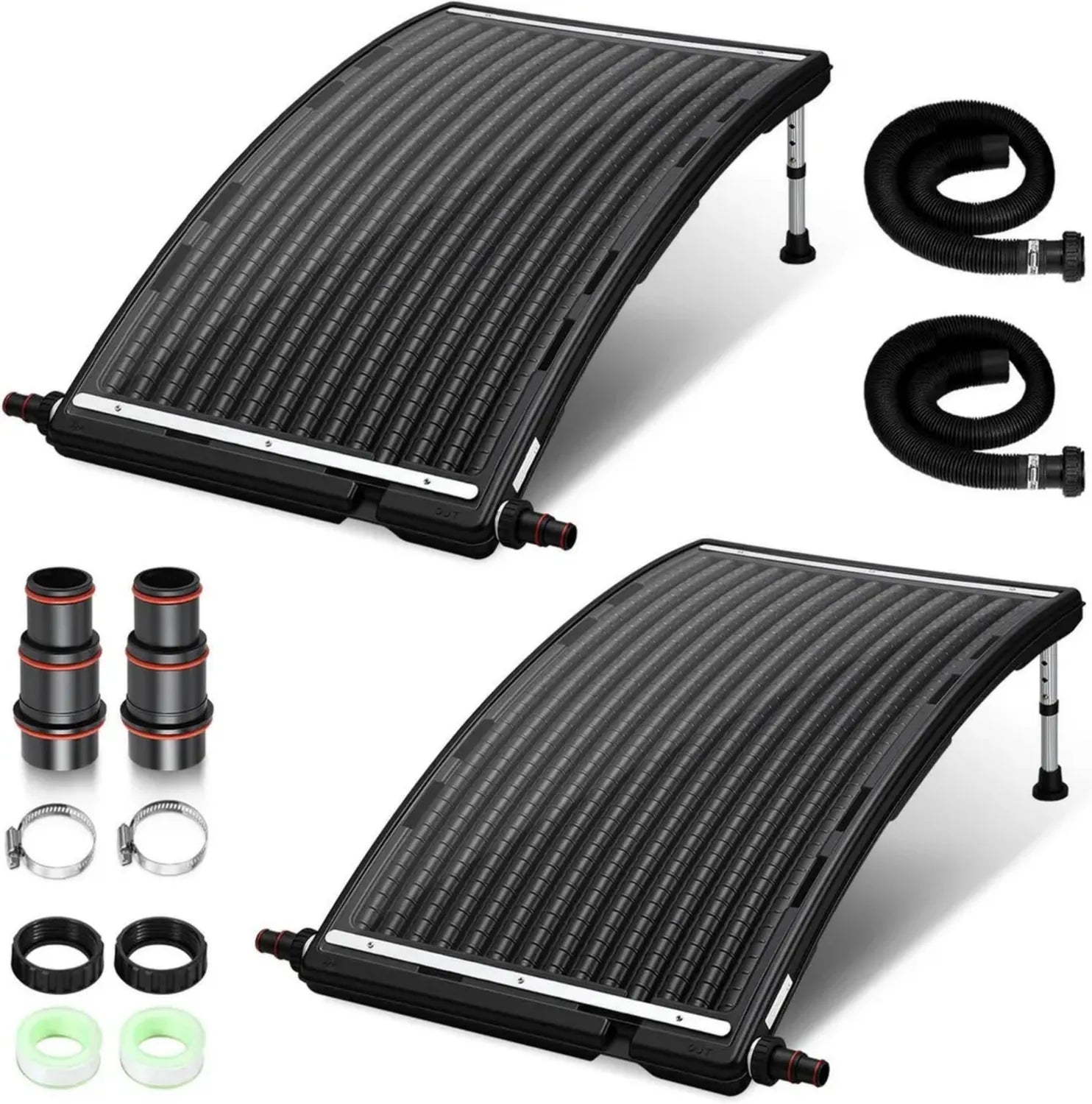 Solar Poolheizung Set, Höhenverstellbarer Solarkollektor 110x65x35cm, 38mm Anschluss, Erweiterbar für bis zu 10000 L