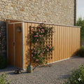 Gartenhaus in Holzoptik aus Verzinktem Stahl, Braun, 118x382x178 cm, für Gartengeräte und Werkzeuge