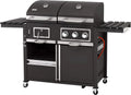 Tepro Kombigrill Toronto: Gas- und Holzkohlegrill mit 3 Brennern, Piezozündung, Thermometer, Schwarz