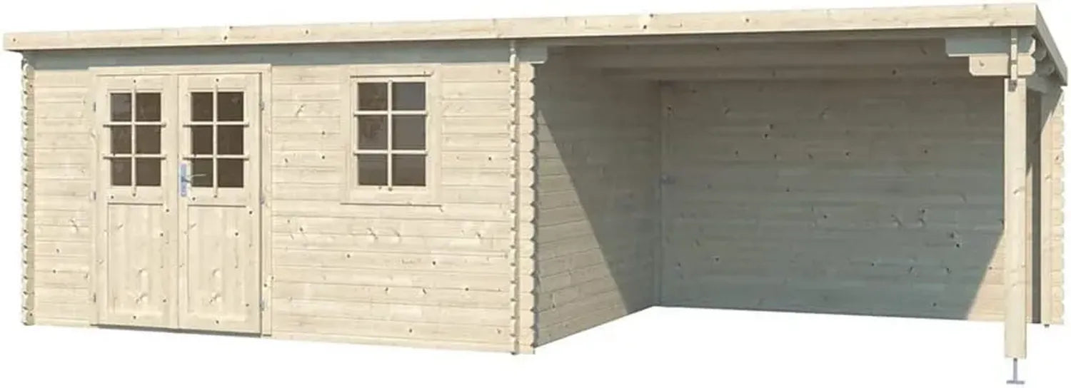 Gartenhaus aus Holz mit 28 mm Wandstärke, erweiterbar, inklusive Fenster und Doppeltür
