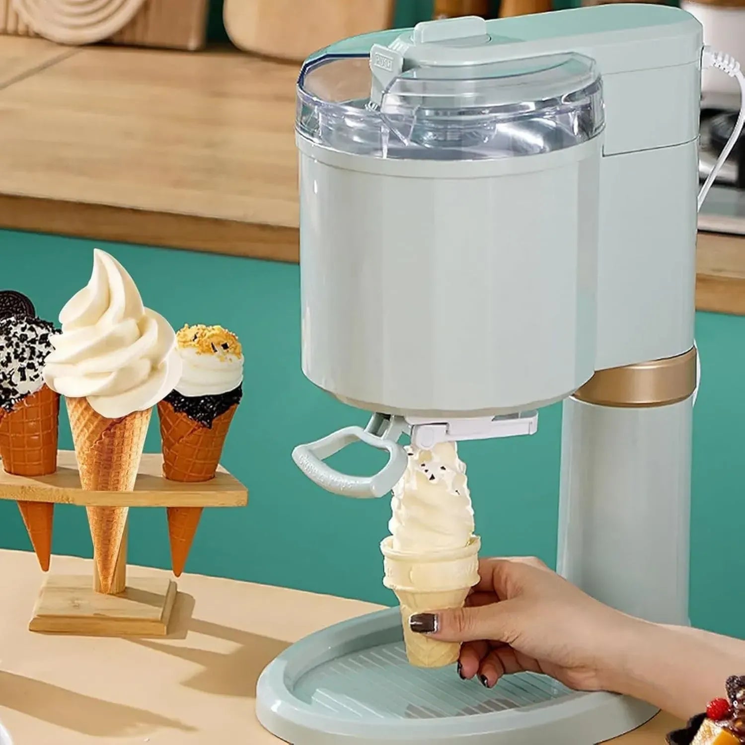 Kompakte 1L Softeismaschine für Zuhause, Automatischer Eiscreme- und Joghurtbereiter, Perfekt für Bars und Cafés