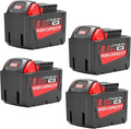4er-Pack 18V 8.0Ah Ersatzakkus für Milwaukee M18 mit LED-Anzeige