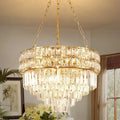 Luxus Goldene Kristall Kronleuchter Pendelleuchte für Wohnzimmer und Esszimmer, E14, Ø55 cm