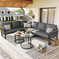 Dolamaní Outdoor Lounge-Set für 5-6 Personen, graues L-förmiges Gartensofa mit Tisch, Metallrahmen, inklusive Kissen für Balkon und Terrasse