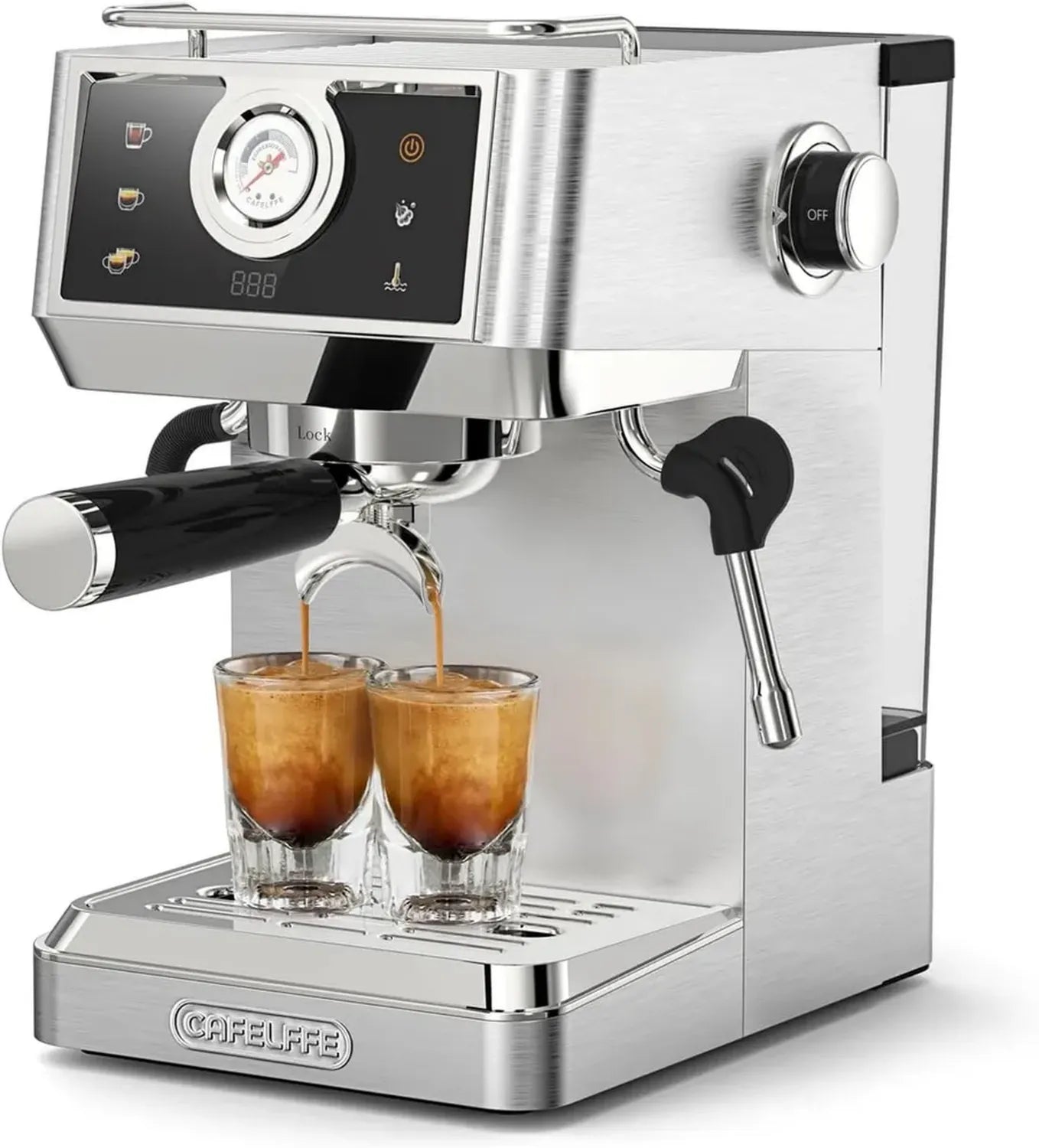 CAFELFFE Profi-Espressomaschine 58 mm – MK-902, Barista-Qualität mit individuell einstellbaren Temperatur- und Volumenreglern, 20-bar-Pumpendruck, integriertem Milchaufschäumer, ideal für Americano, Cappuccino, Latte und Cold Brew