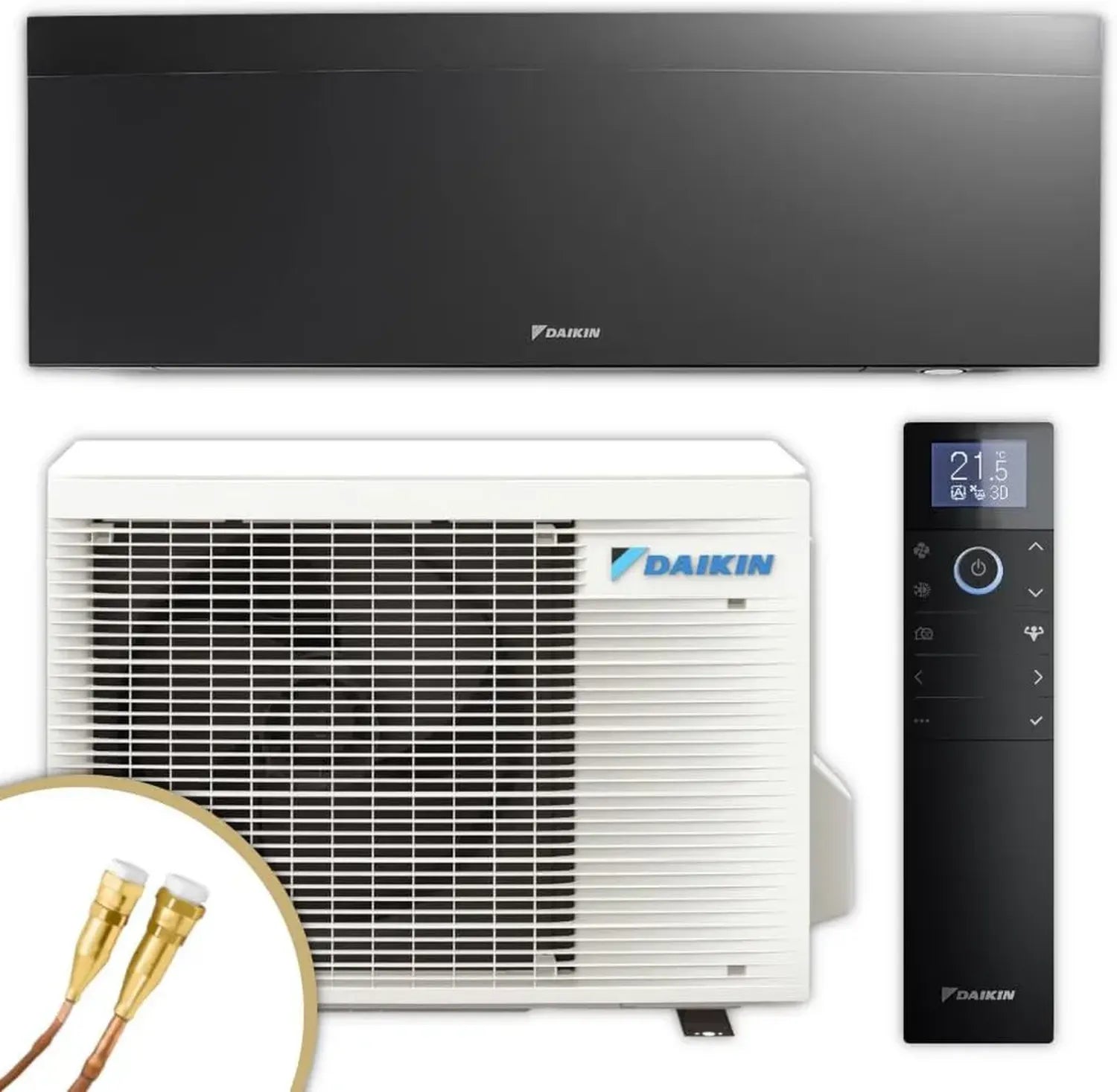 DAIKIN Emura 3 Split-Klimaanlage, 2,0 kW, Schwarz, Quick Connect