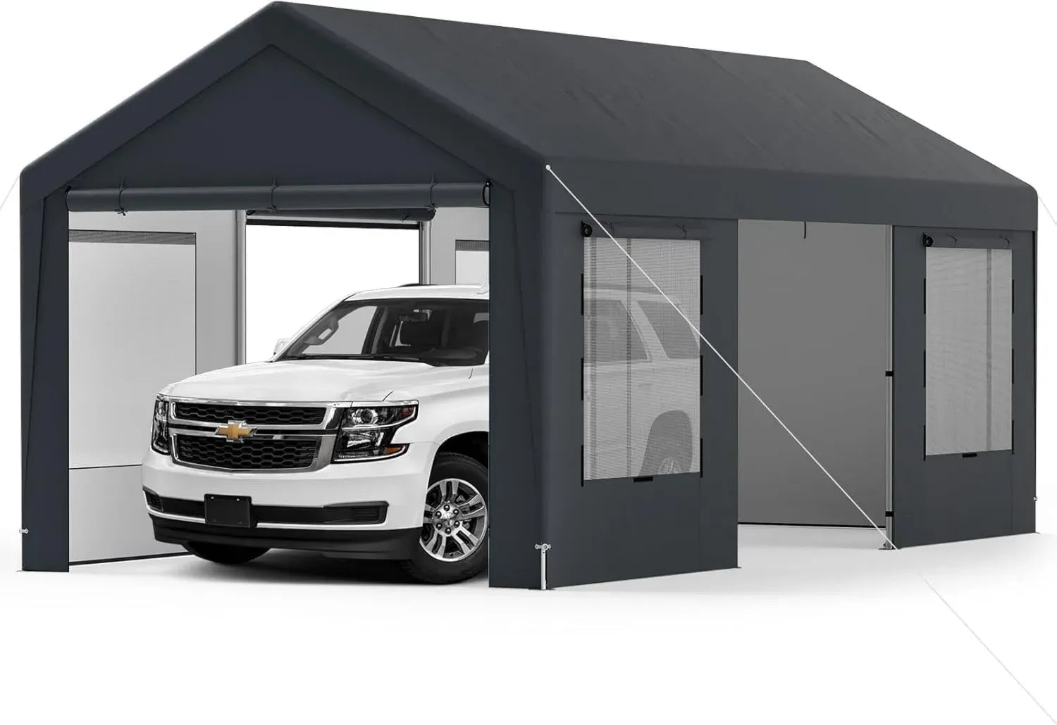 Großes GYMAX Garagenzelt 5,95 x 3 m mit PE-Abdeckung, Ideal für Autos, LKWs und Boote