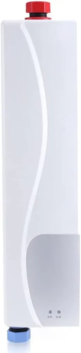 Kompakter Elektro-Durchlauferhitzer 3000W, Sofortiger Warmwasserbereiter für Bad & Küche, Weiß
