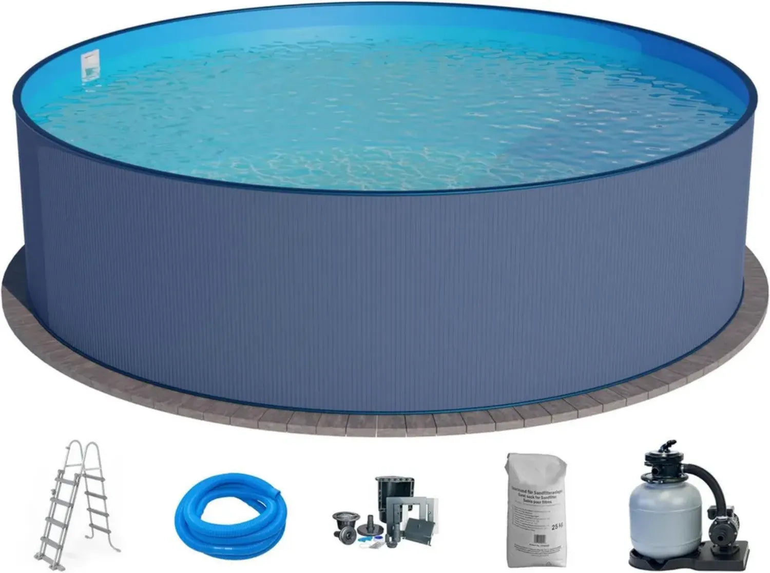 Planet Pool Rundpool Set, Stahlwand 450 x 120 cm, Anthrazit, Blau
