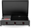 Cozze® Combo 900 | 2-in-1 Gasgrill und Plancha Schwarz | 3 Brenner mit Deckel & Thermometer | Emaille-Gusseisen-Grillplatte