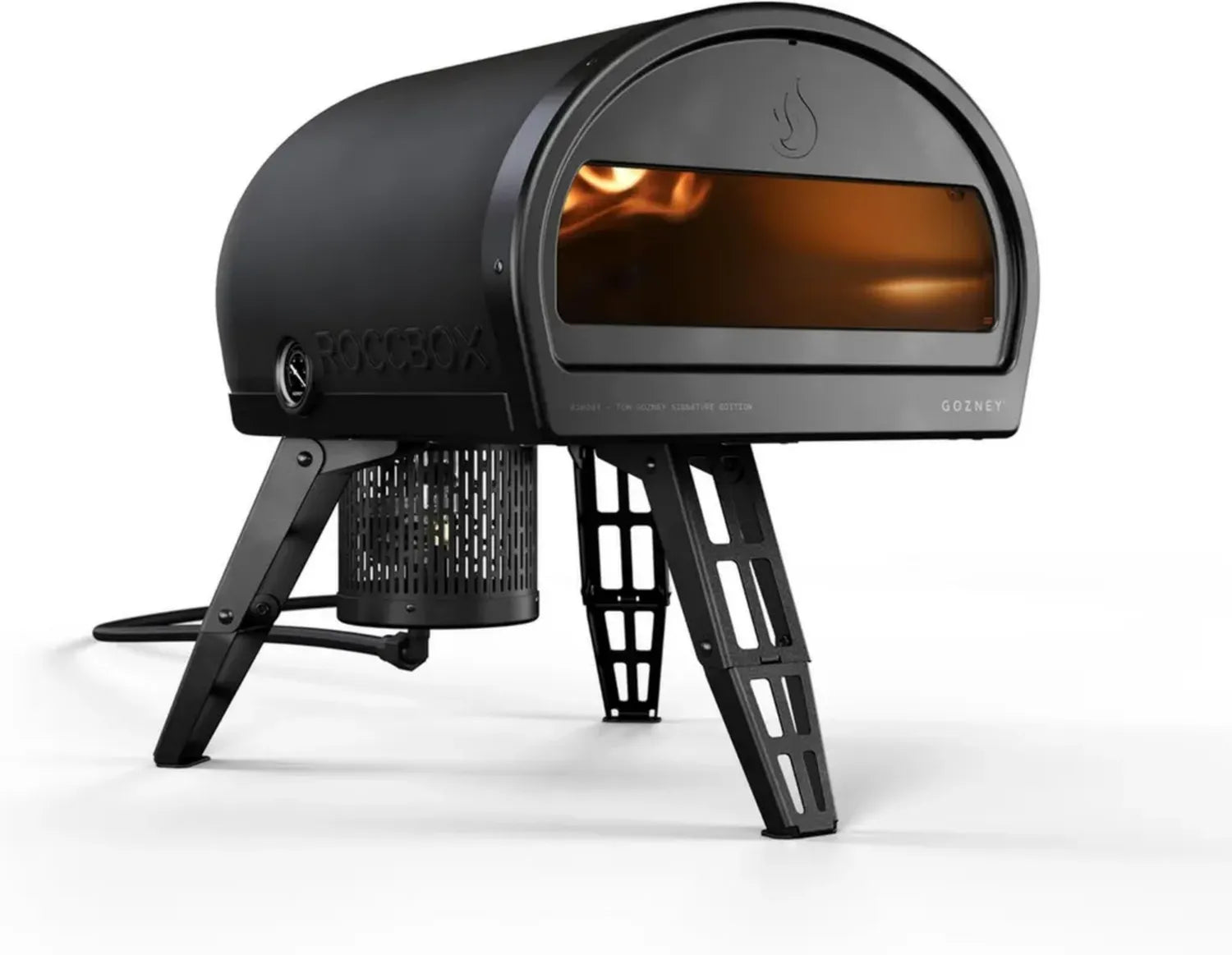 Gozney Roccbox Mobiler Pizzaofen mit Gas- und Holzbetrieb, Schwarz, 21 kg, Freistehend, Steinboden und Timer