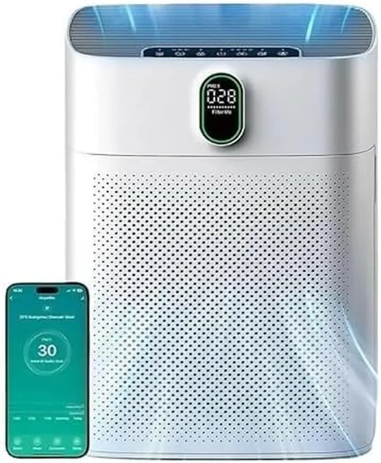 Hochleistungs-Luftreiniger V1 Pro mit HEPA-Filter und PM2.5-Sensor, App- & Sprachsteuerung, Weiß