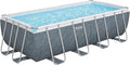 Bestway Power Steel Rechteckiger Poolrahmen 488 x 244 x 122 cm, Marmor-Schiefergrau, ohne Zubehör