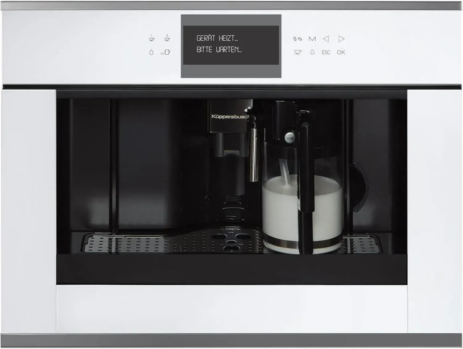 Küppersbusch K-Series 5 Einbau-Kaffeevollautomat, Weiß/Silber Chrom