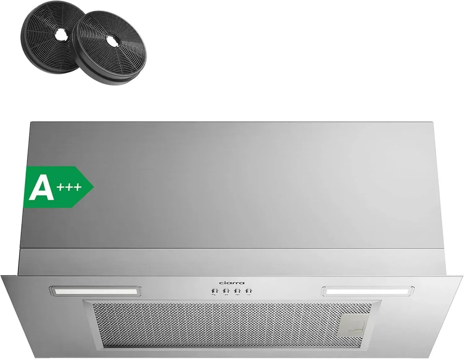 CIARRA 60cm Einbau-Dunstabzugshaube mit LED und 3 Stufen, 650 m³/h, inkl. Aktivkohlefilter