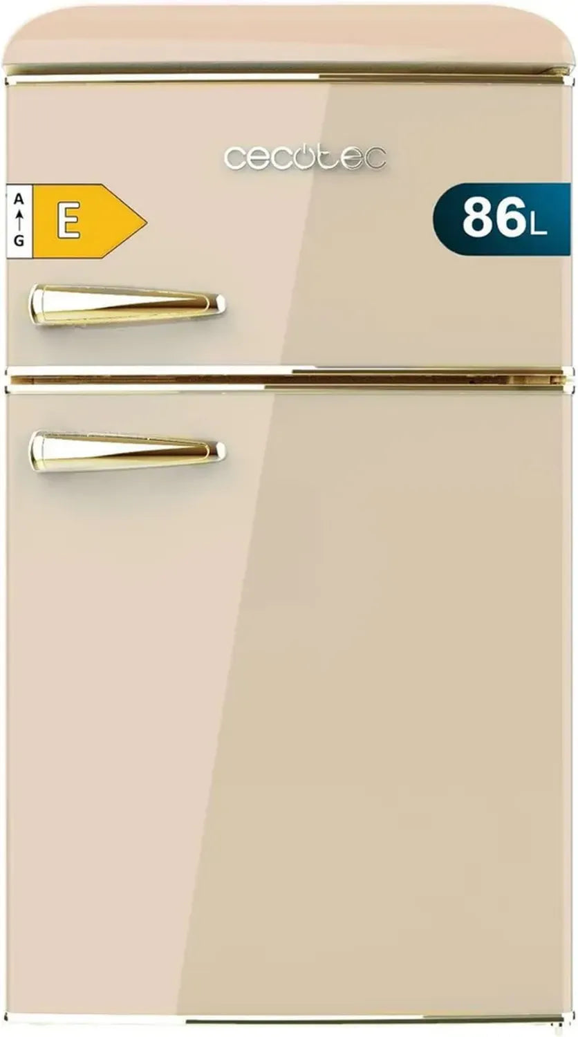Cecotec Retro Kühlschrank 86L - Zwei Türen, Beige, Energieklasse E, mit Gefrierfach und Innenbeleuchtung