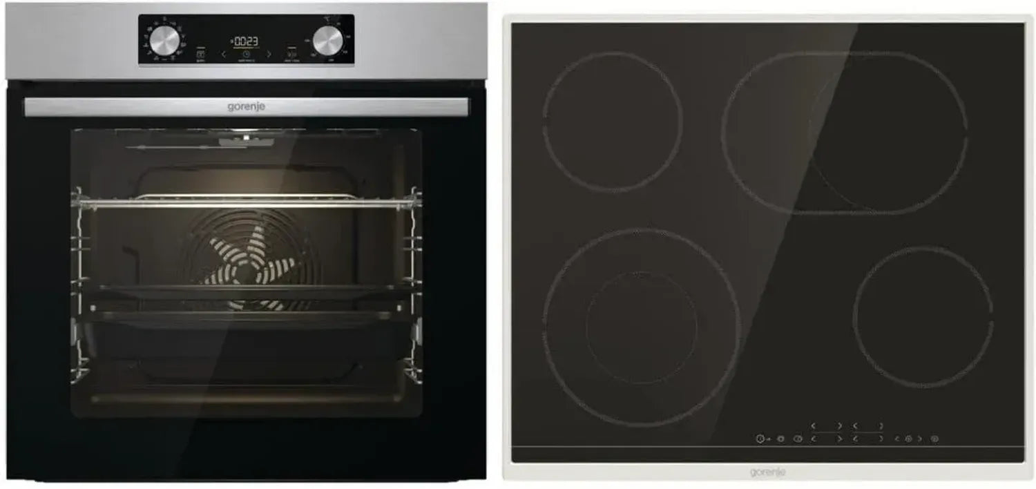 Gorenje Einbau-Ofen mit Dampfset, 77L, Umluft, AquaClean, SoftClose, AirFry, Pizzafunktion 300°C, Grill, Glaskeramik-Kochfeld