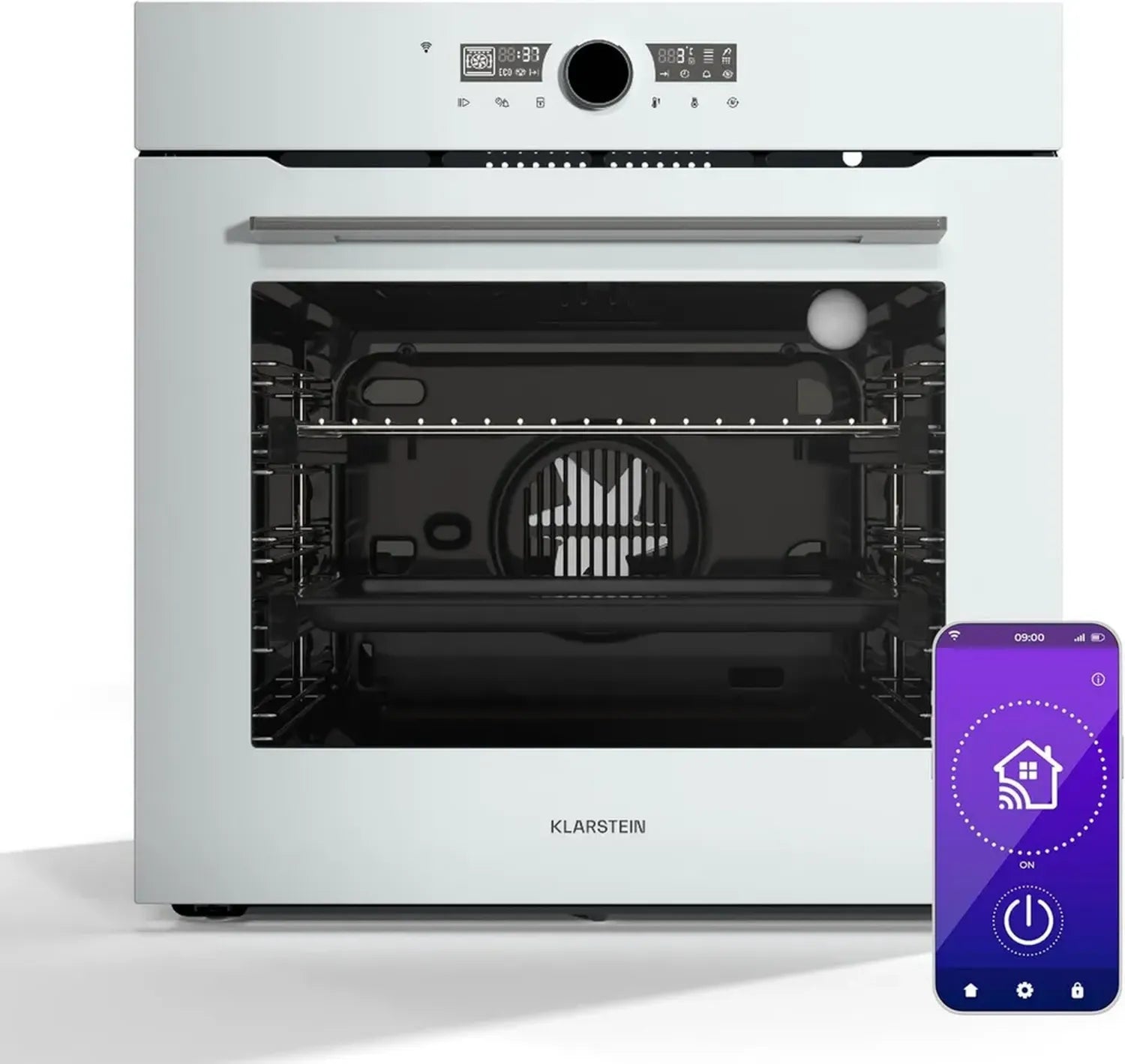Klarstein Illuminosa Smart Einbaubackofen - 73L, WLAN-Verbindung, 11 Modi, Energieklasse A+, Dreifach-Verglasung, ohne Kochfeld, App-gesteuert, 2800W, mit Kindersicherung