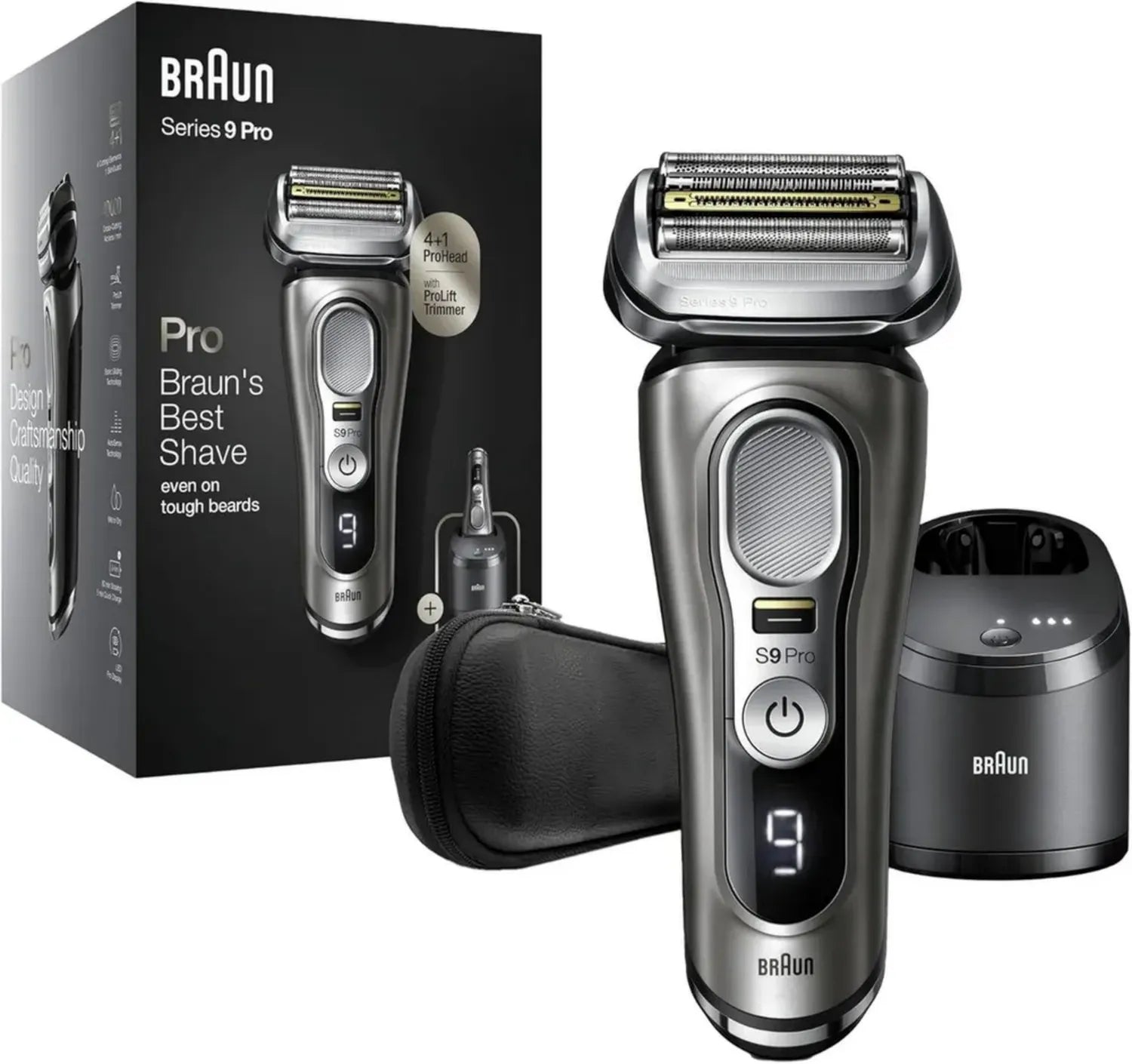 Braun Series 9 Pro Elektrorasierer für Herren, Testsieger, 5-in-1 Scherkopf, Reinigungsstation, 60 Min Akkulaufzeit, Modell 9465cc, edles Design