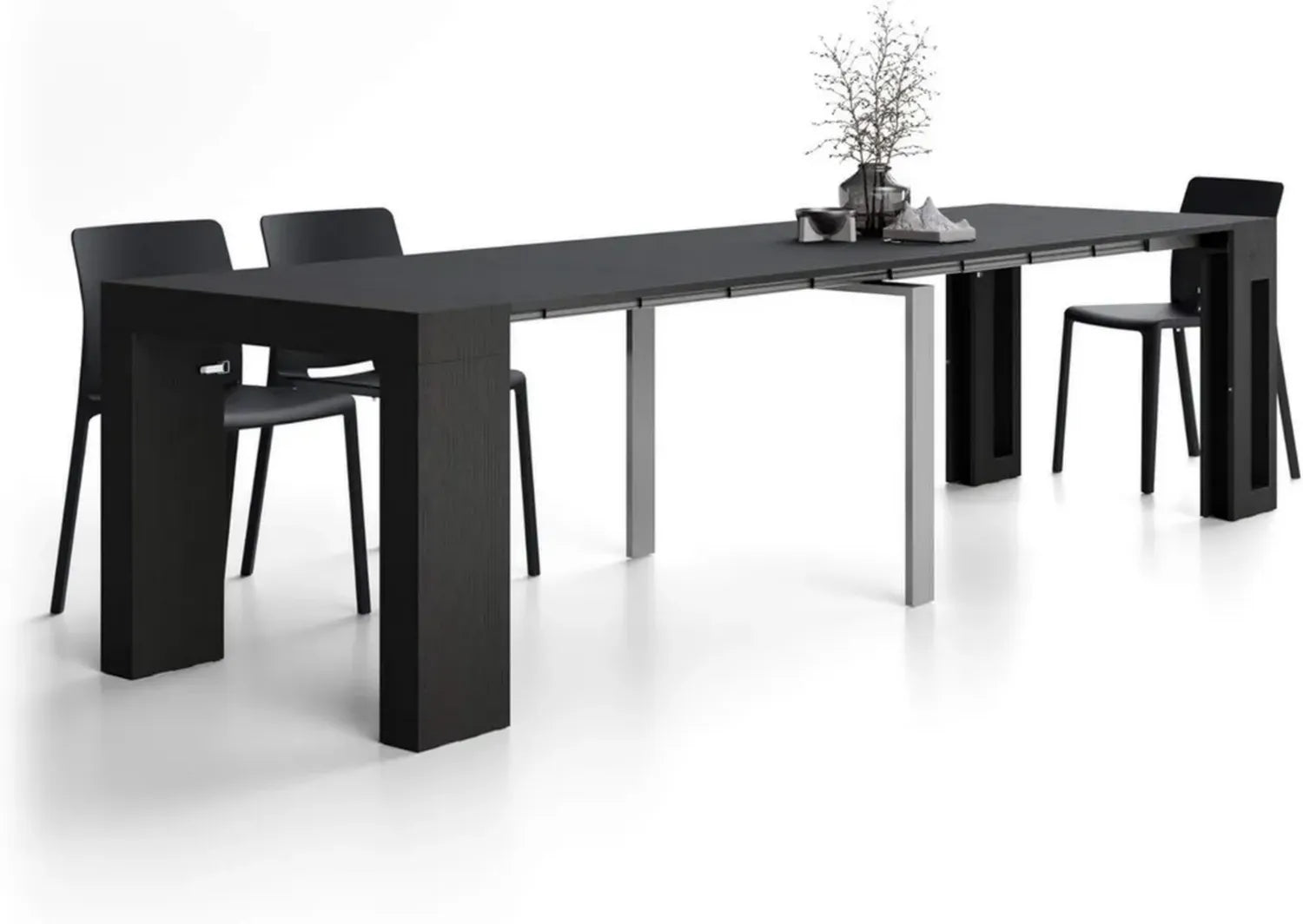 MOBILI FIVER Evolution - Verlängerbarer Konsolentisch in Schwarz, 45-305 x 90 cm, Italienisches Design