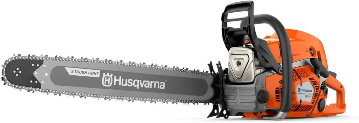 Leistungsstarke Husqvarna 592XP Kettensäge mit 60 cm Schiene, 92,7 cm³ Hubraum, ideal für Profi-Einsätze