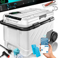 KESSER® Elektrische Kompressor-Kühlbox 61 L - Gefrierbox mit LED-Touch & App-Steuerung, USB-Anschluss, 12/24V, 230V - Kühlt bis -20°C, ideal für Auto und LKW, Weiß/Schwarz