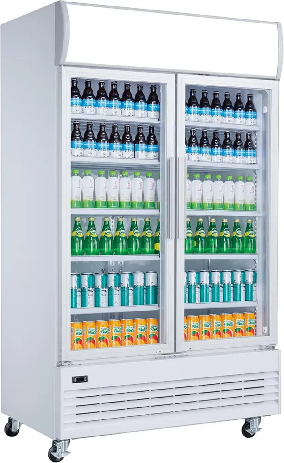 METRO Professional Doppeltür-Kühlschrank, Stahl und Glas, 930 L, abschließbar, Weiß