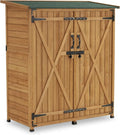 M MCombo Wetterfester Gartenschrank aus Holz für Balkon und Terrasse, 122x60x137cm, Modell 0707 (Natur)