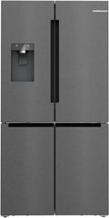 Bosch Serie 6 KFI96AXEA Kühlschrank, Smarter French Door, 183x90,5 cm, NoFrost, Eis- und Wasserspender, VitaFresh XXL, AntiFingerprint, 375L Kühlraum, 199L Gefrierfach, Schwarzer Edelstahl