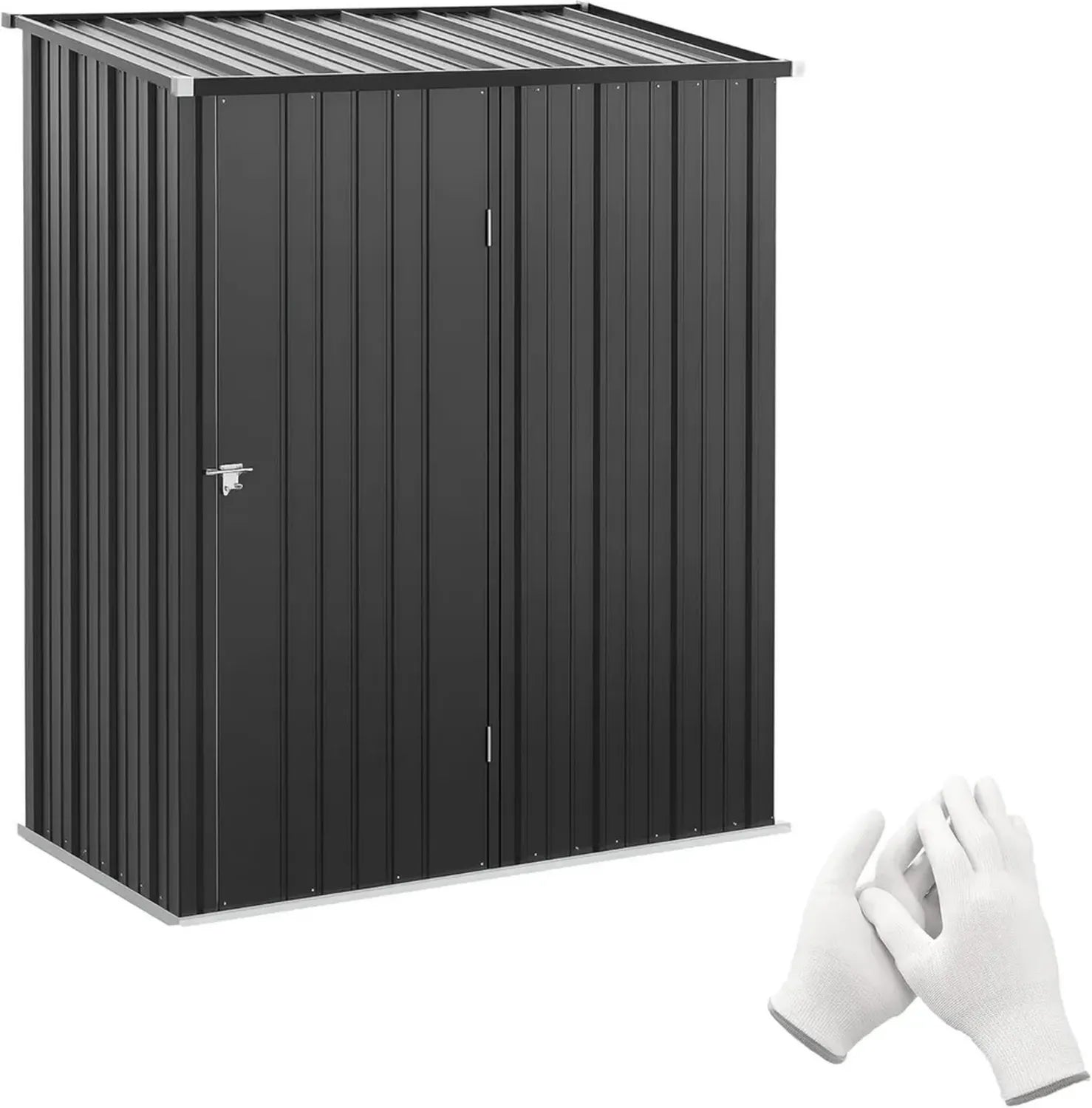 Outsunny Metall-Gartenschuppen mit abschließbarer Tür, wetterfestes Gerätehaus 1,34m², ideal für Garten und Außenbereich, Schwarz
