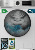 Cecotec Bolero DressCode 7450 Inverter Waschmaschine, 7 kg, 1.200 U/min, Energieklasse A-10%, 16 Programme, Allergiepflege, Kindersicherung, Edelstahlpanel, Leise Betrieb, Weiß