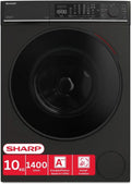 Sharp Frontlader Waschmaschine 10 kg, 1400 U/min, Energieklasse A, Inverter Motor, WiFi, AquaStop, Dampffunktion, Touchscreen, Mattschwarz