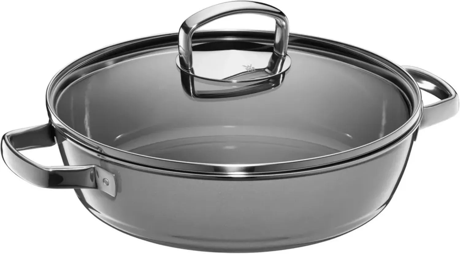 WMF Fusiontec Mineral Schmorpfanne 28 cm mit Glasdeckel, 4,1L Schmortopf, Induktionsgeeignet, Kratzfeste Keramik, Hoher Rand, Grau