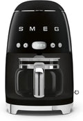 Smeg Filter-Kaffeemaschine mit Aromaintensität und Timer, 12-Tassen-Glaskaraffe, Warmhaltefunktion, 1050W, Schwarz