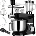 Retoo Multifunktionale Küchenmaschine 3-in-1, 1500W, 6L Edelstahl-Schüssel, Fleischwolf, Knetmaschine, 6 Geschwindigkeiten, inkl. Spritzschutz, Knethaken und Schneebesen