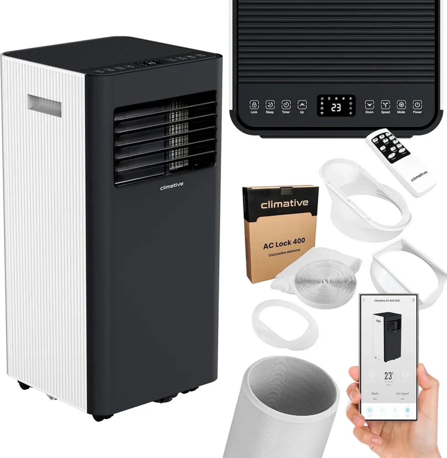 Tragbare Klimaanlage 10000 BTU mit Abluftschlauch und WiFi-Steuerung, geeignet für Räume bis 29 m²