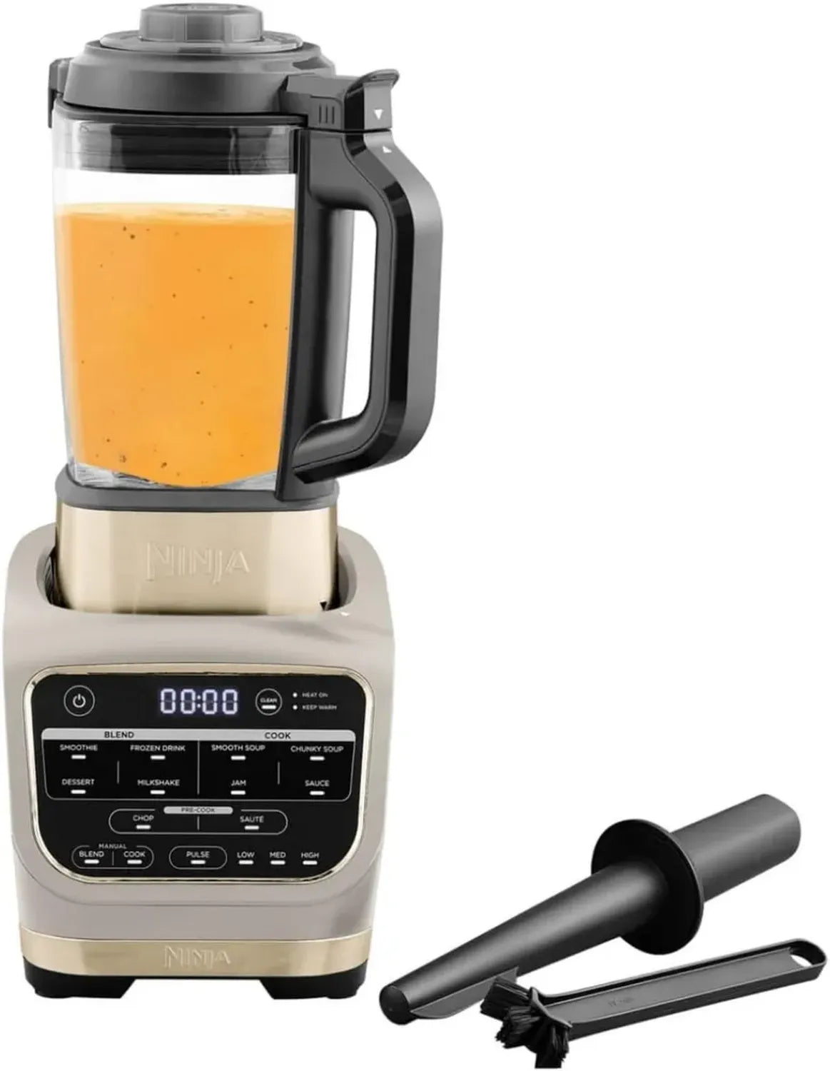 Ninja Foodi Mehrzweckmixer, 10 Auto-iQ-Programme, 1,7L Glasbehälter, heiß & kalt, integriertes Heizelement, Stampfer & Reinigungsmodus, 1000W, Stein/Gold