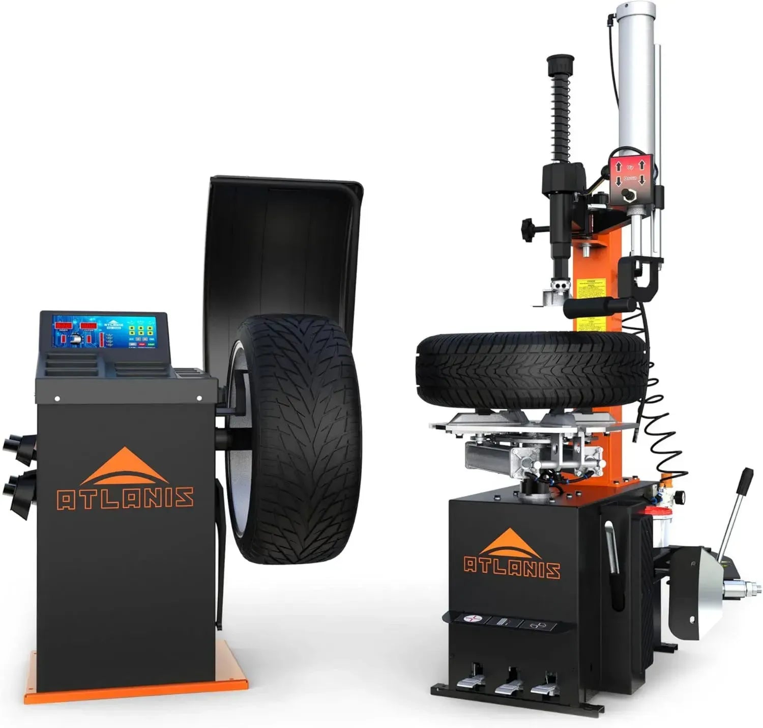 RP-TOOLS Montagemaschine und Auswuchtmaschine Set mit Hilfsarm, 230V, Modelle A-HA-1000, A-HA-900R und A-HA-2000
