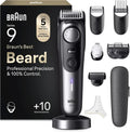 Braun Series 9 Barttrimmer, Präzisions-Bartschneider mit 10 Aufsätzen, Langlebige Klinge, 180 Min Akkulaufzeit, Kabellos, 52 Schnittlängen, Wasserdicht, Modell BT9545, Chrom-Design