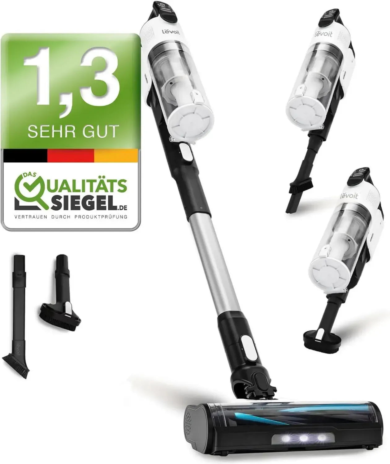 Levoit Kabelloser Staubsauger mit 75 Min. Laufzeit, 4-in-1 Funktion, 99,9% Filterung, Anti-Tangle, ideal für Tierhaare, Teppiche, Hartböden und Auto