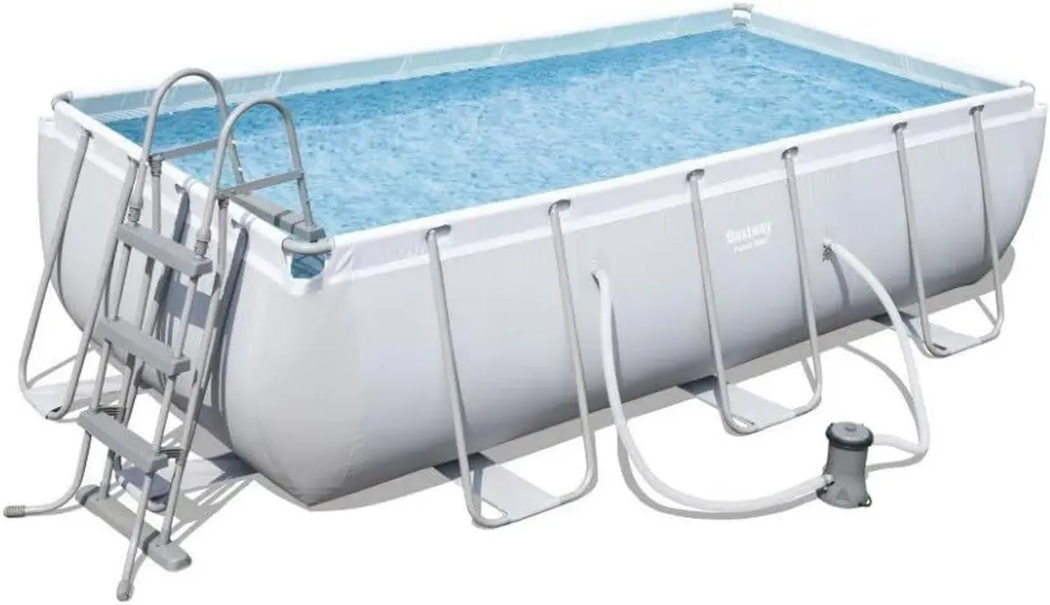 Bestway Rechteckiger Stahlrahmenpool mit Filterpumpe, 6478 L, Grau, 404 x 201 x 100 cm