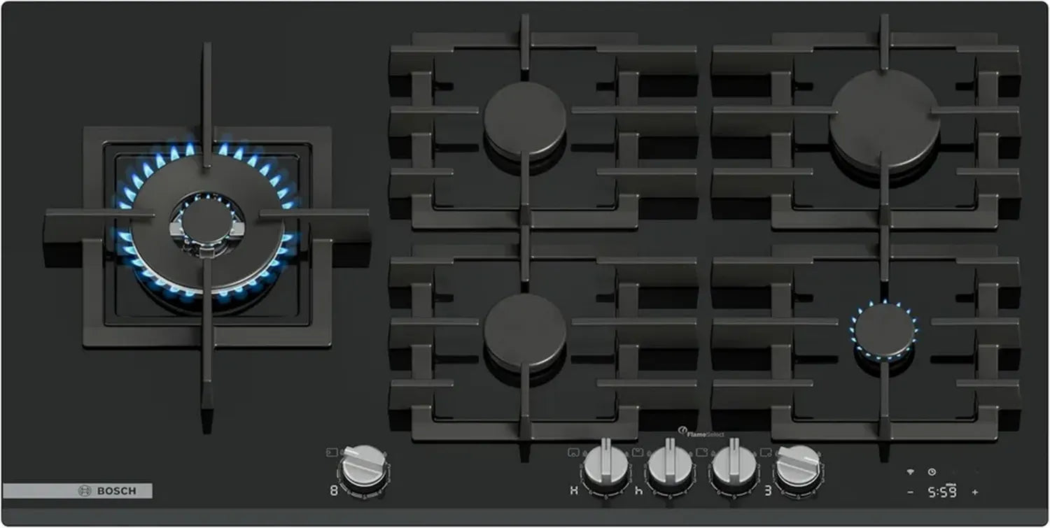 Bosch Serie 8 Gaskochfeld 90 cm mit 9-stufigem FlameSelect und Touch Control