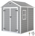 Outsunny Wetterfestes Gerätehaus mit Schloss und Fenster, 2,4m², Kunststoff, 182x151x219 cm, Grau