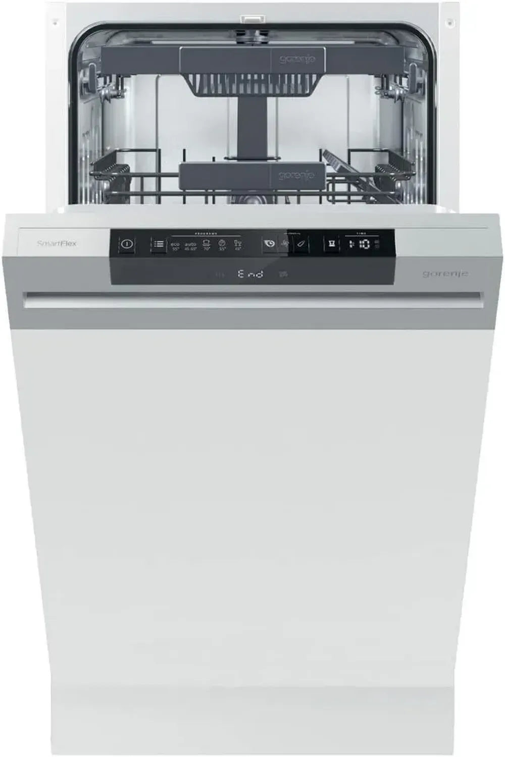 Gorenje GI 561D 10 S Integrierbarer Geschirrspüler, 45cm, Vollschutz, 11 Gedecke, Automatische Türöffnung, Multifunktionaler Unterkorb, Edelstahl
