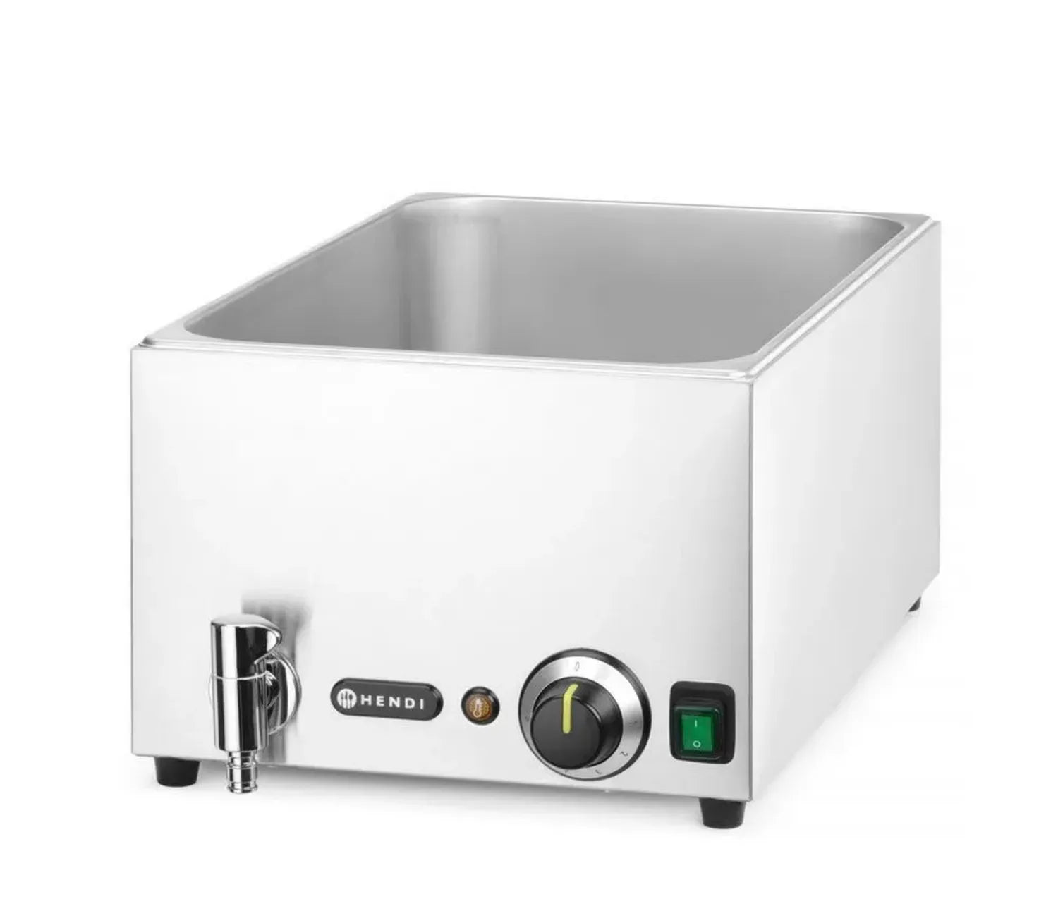 HENDI Edelstahl Bain-Marie mit Ablasshahn, 30-85°C, für GN1/1 Behälter bis 150mm, 230V/1000W