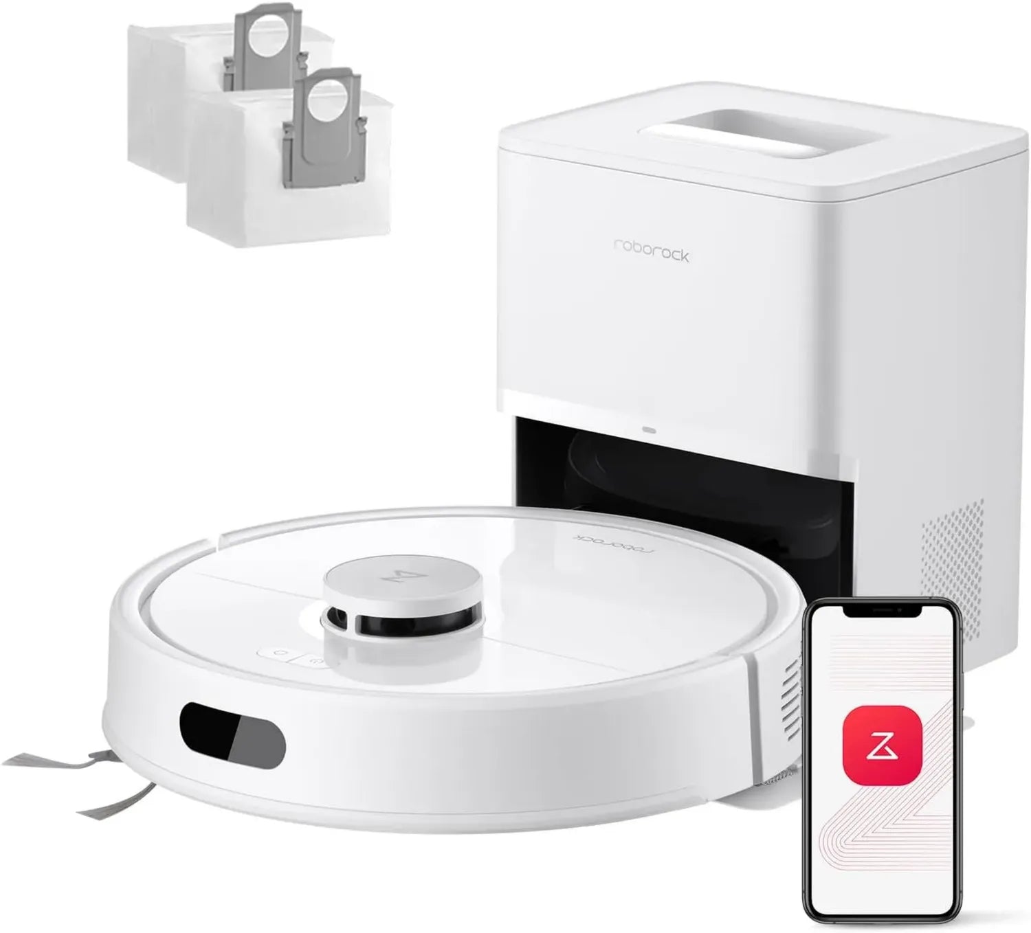 Roborock Q7 L5+ Saugroboter Set mit Wischstation, 8000Pa Saugleistung, Dual Anti-Verhedderungs-System, LiDAR-Navigation, ideal für Teppiche und Tierhaare, Weiß