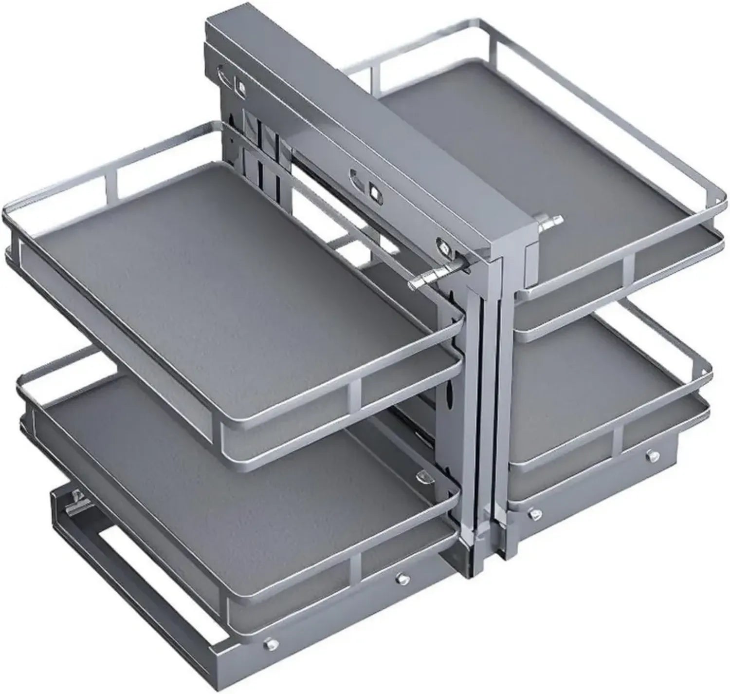 Verstellbarer Eckschrank-Teleskopschublade, 2-stufig, Schrank-Organizer für Küche, kompatibel mit Links- und Rechtsöffnung, Metallkorbdesign