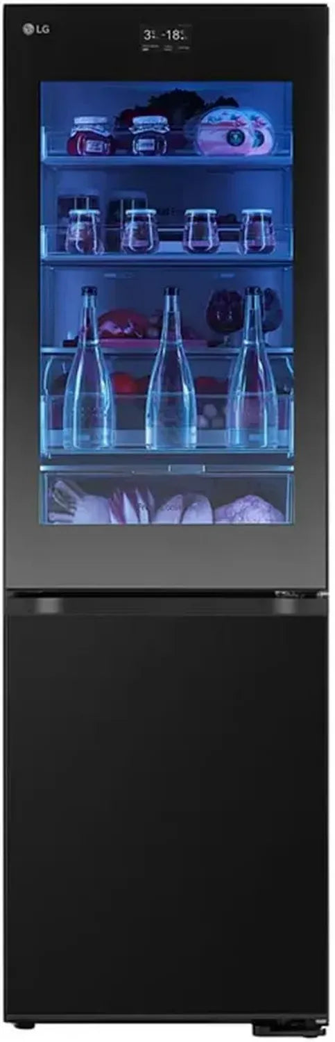 LG Kühl-Gefrierkombination 349L, InstaView, LED, Touch-Display, Total NoFrost, DoorCooling+, Schwarz