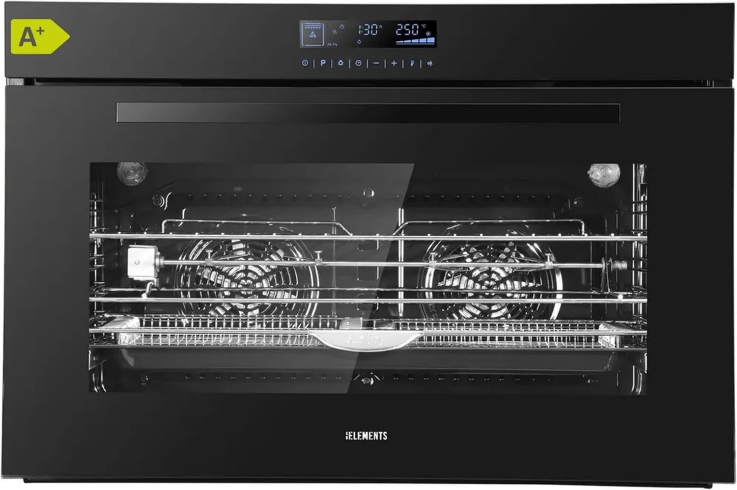 Einbaubackofen 90 cm, 125L, Touchscreen, 15 Programme, Airfryer & Rotisserie, Teleskopauszug, AquaReinigung, Umluft