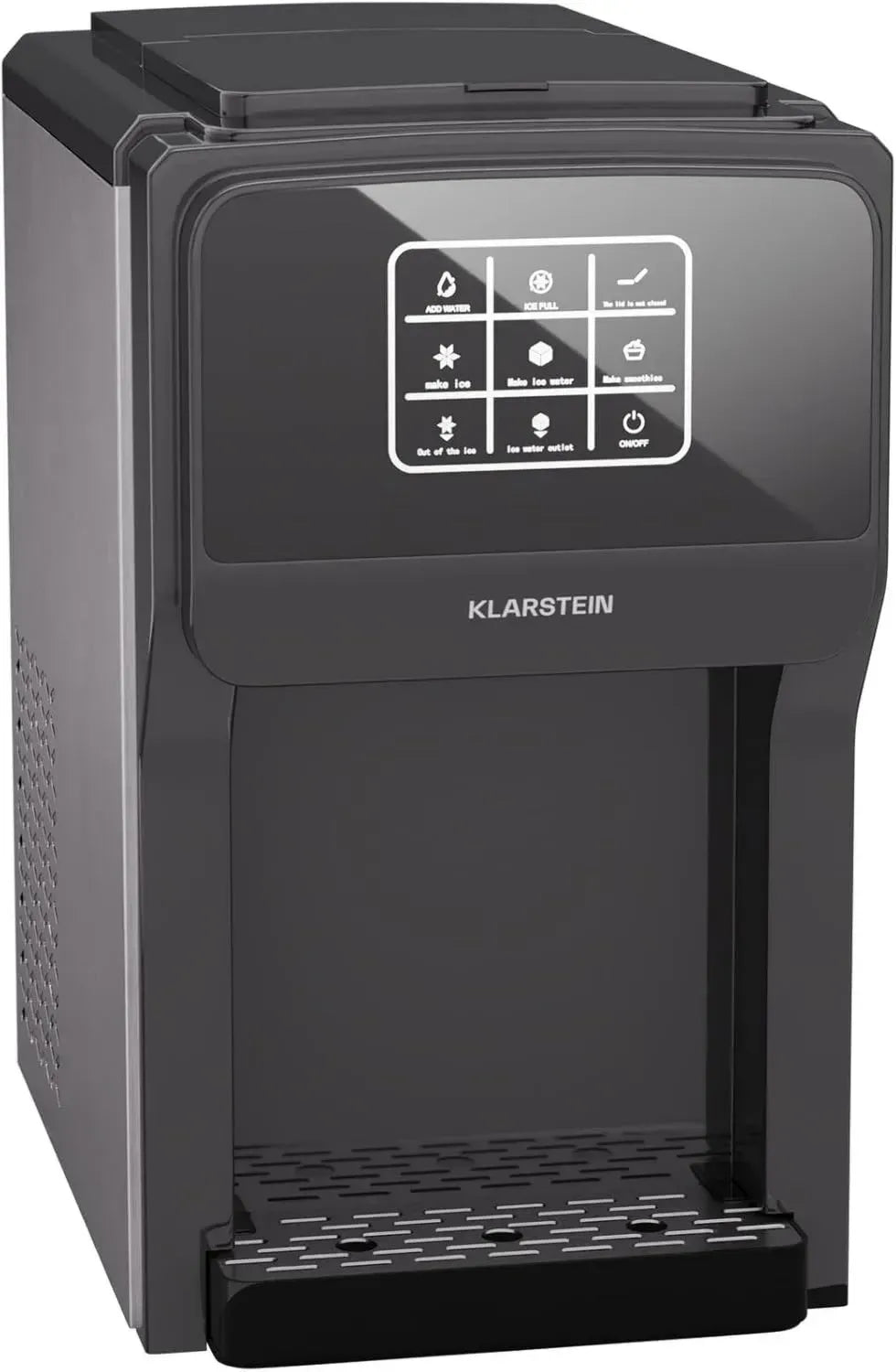 Klarstein ArcticBlend 3in1 Eismaschine – 20 kg/Tag, Eiswürfel & Crushed Ice, Wasserspender, 6L Tank, Edelstahl, Dunkelgrau